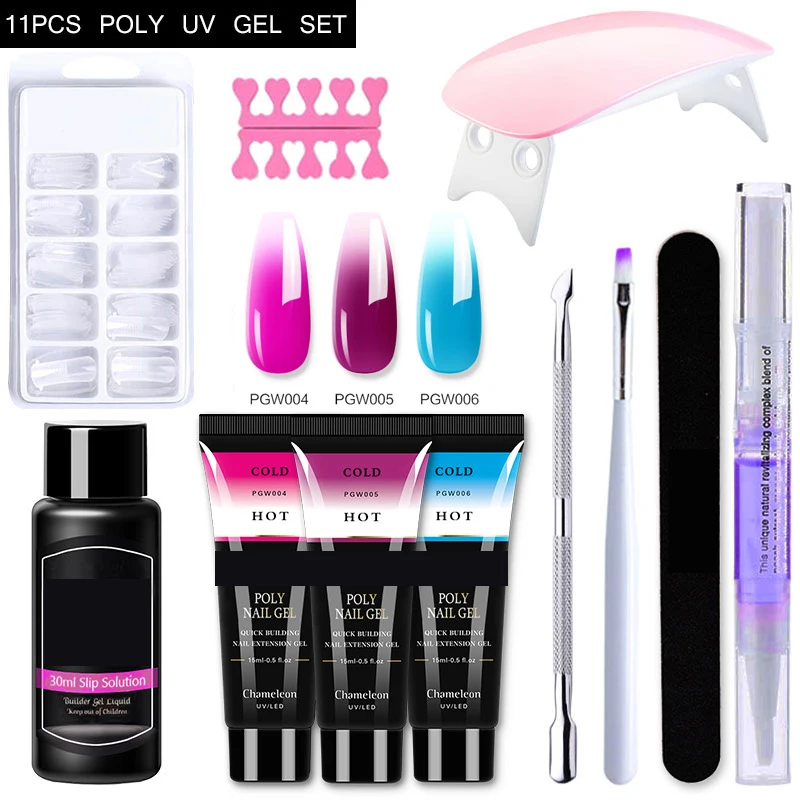 Nail tips tool brush equipment  full manicure nail set kit with uv lamp for women