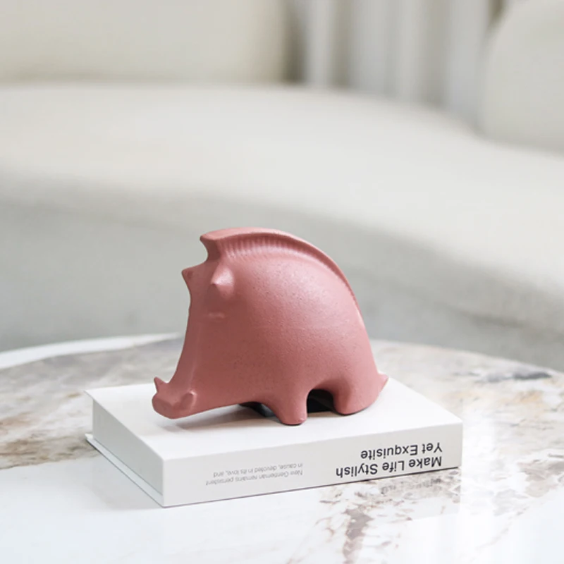 Creative Pink Abstract Resin Sculpture Big Desk Ornament for Home Office & Living Room Unique Home Decor