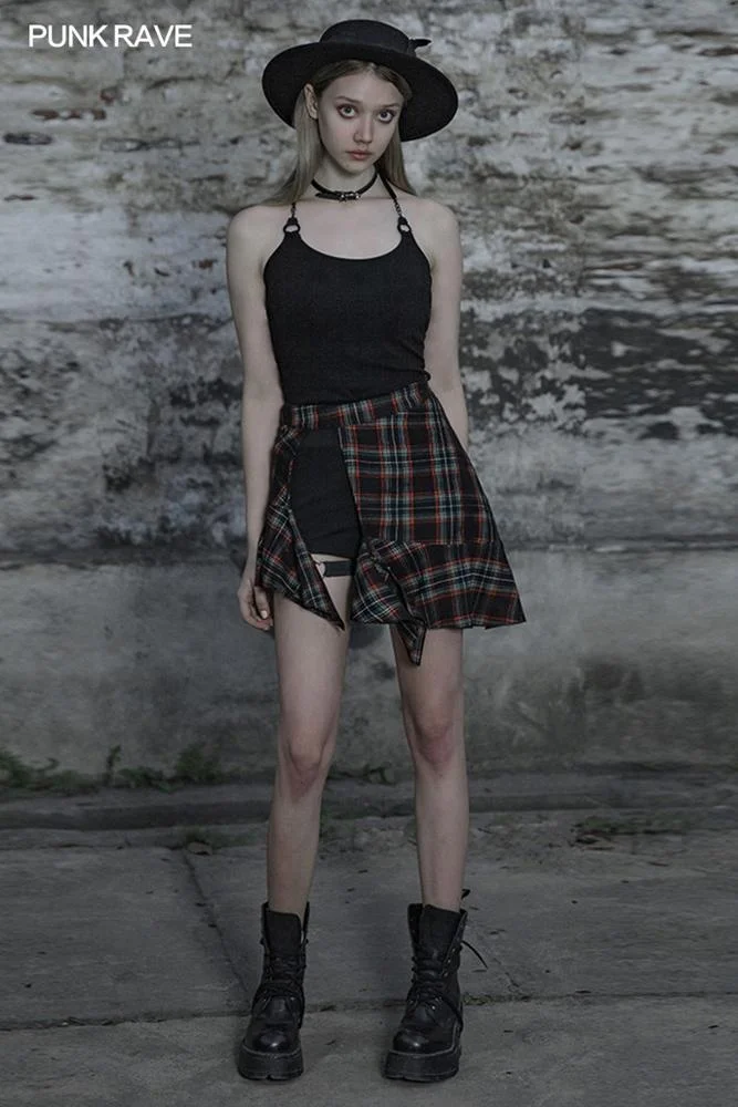 OPQ-514 Punk Rave black And White Fake Two-Piece Skirt A Sexy Pleated Miniskirt For Sweet Girls