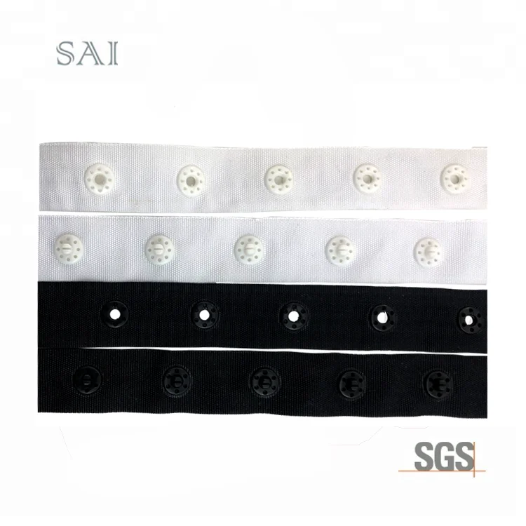 18mm Tape Width with Dyeable Colors Fashion Plastic Round Snap Tape