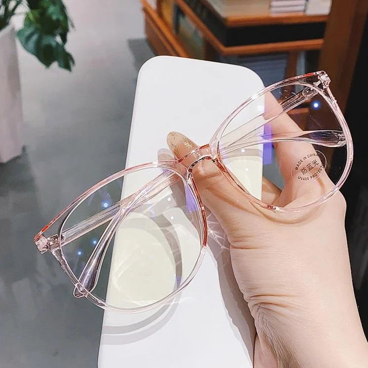 Cheap clear trendy big frame optical eyewear round eyeglasses frames glass eye latest anti blue light filter blocking glasses