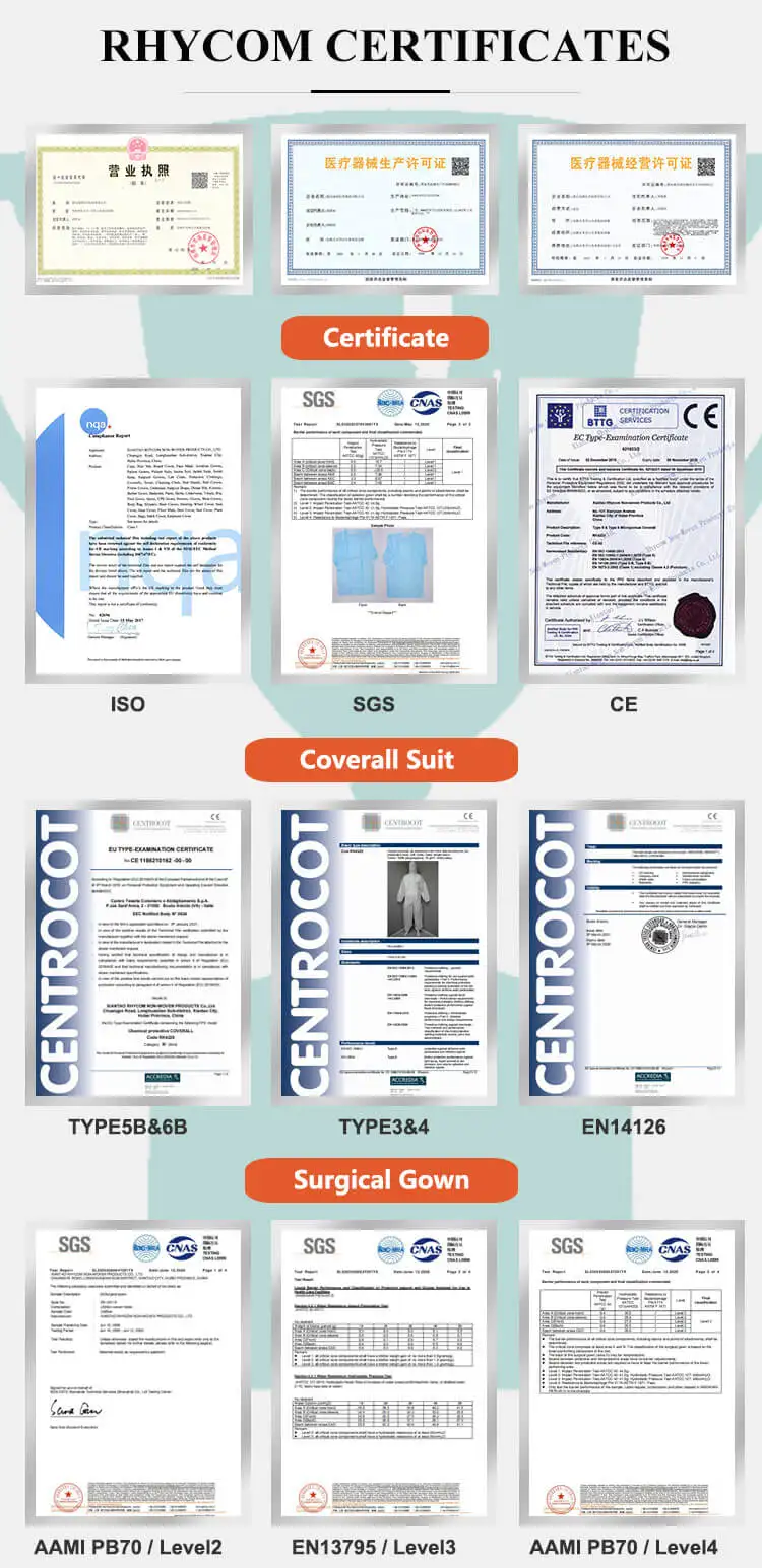 Rhycom Disposable Medical Non Woven Clothing Gown Isolation Protective Isolation Gowns Level 1 2 3 4