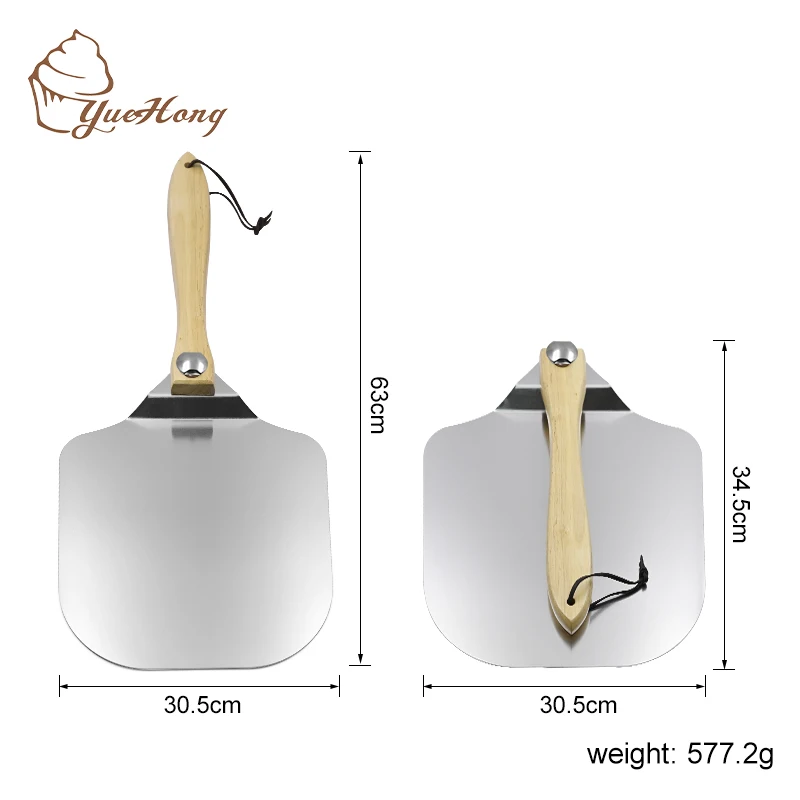 folding pizza peel aluminium metal pizza peel kit tool multifunctional cake Wooden pizza paddle peel shovel