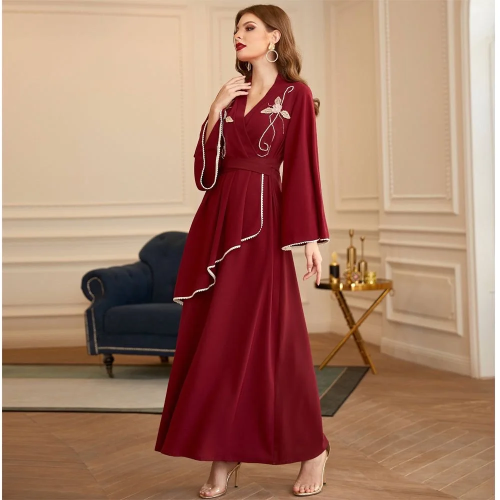 Women Luxury Middle East Embroidered long sleeves dress Woman Muslim women elegant abaya