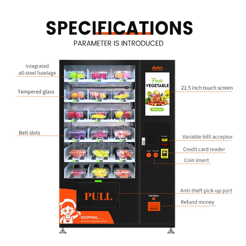 AFEN Refrigerated Vending Machines For Fruit Vegetable Packed Milk And Other Fresh Food