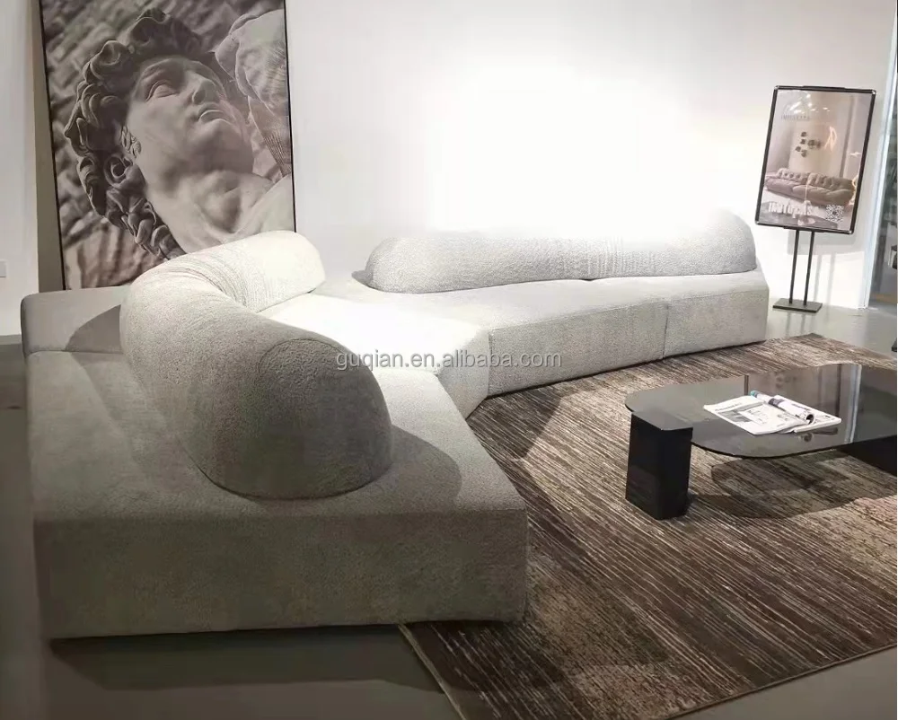Italian light luxury rock sofa living room special-shaped personality module corner combination fabric curved sofa