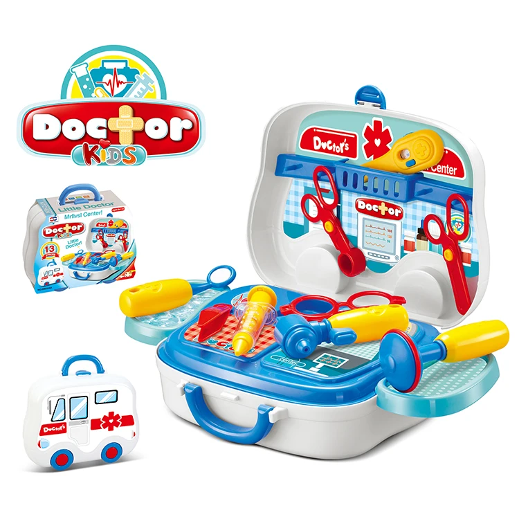 Hot Sale Luggage Simulation Medical Trolley Case Operating Table Pretend Play Doctor Toy Set For Kids