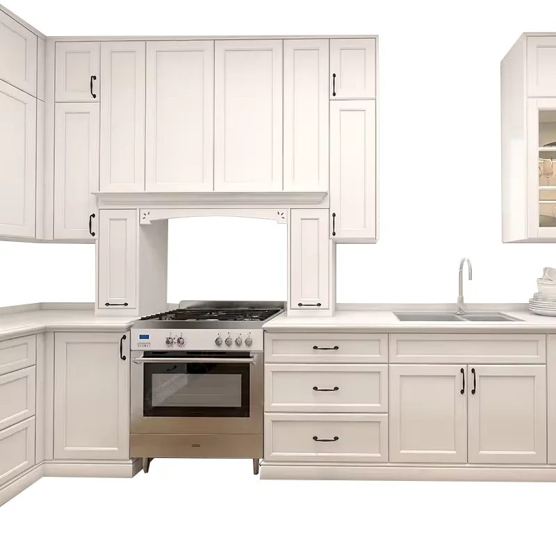 Contemporary Modular Kitchen Cabinet Set with High Gloss Lacquer and Solid Wood Features Bathroom Cabinets