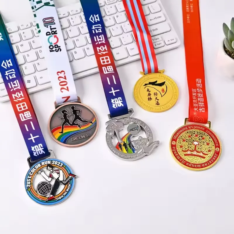 custom gold Metal medals design Zinc Alloy Promotional Sports Award Souvenir Gift for Panama marathon running race finisher