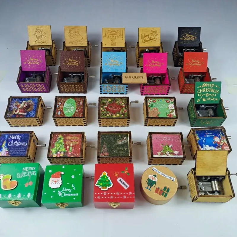 Hand Crank Wooden Custom Colorful Music Box