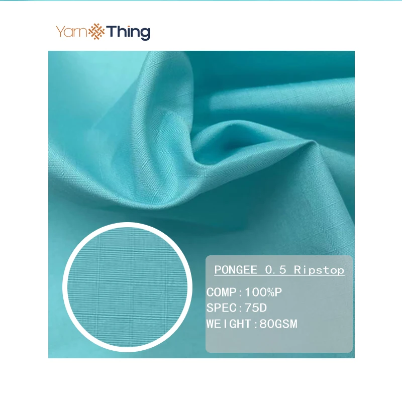 New 100%Polyester 75D Waterproof 0.5 Ripstop Pongee Fabric For Down Jacket