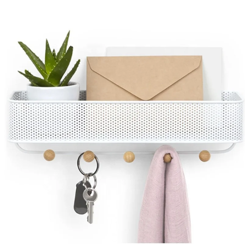 Mail Sorter shelf Organizer metal Key storage Holder Organizer Wall rack Frame & 4 Key Hook Rack