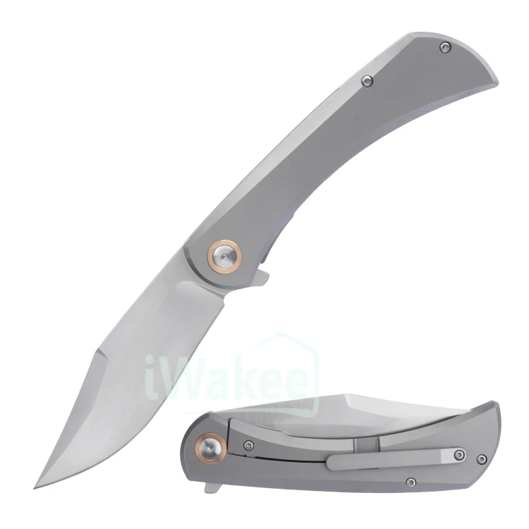 Portable EDC Self-defense Titanium Handle D2 Blade Outdoor Survival Folding Pocket Knife