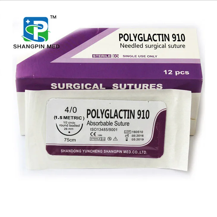 Одноразовый медицинский полиглактин 910 абсорбируемый хирургический шов с иглами