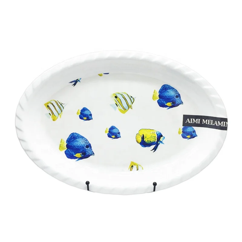 Serving Platter Melamine Plastic High Quality Oval Restaurant Plate Durable Factory Melamine White Plate Dish