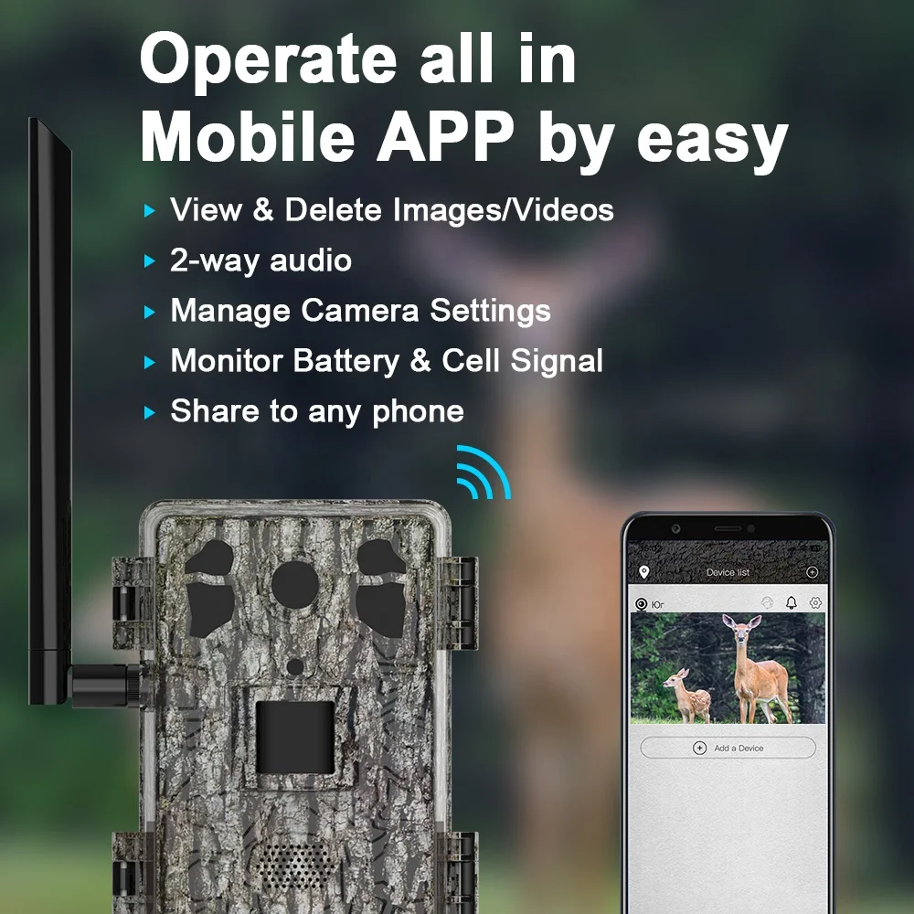 Ucon Trail Camera 4G Lte Hunting Camera SIM Wireless 940 No Glow Night Vision Camera For Hunting Green Camo With Solar Panel