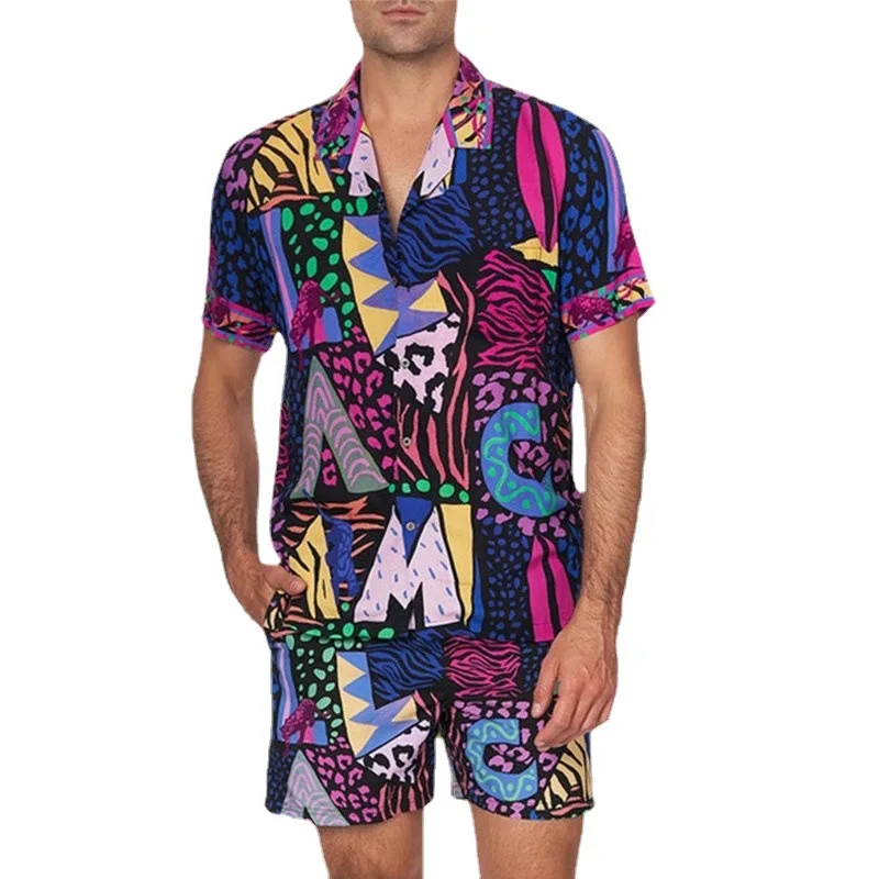 2022 Factory Wholesale Print Swimsuit Hawaiian 2 Piece Quick Dry surfing Clothing Short Sleeve Suits Swimwear & Beachwear