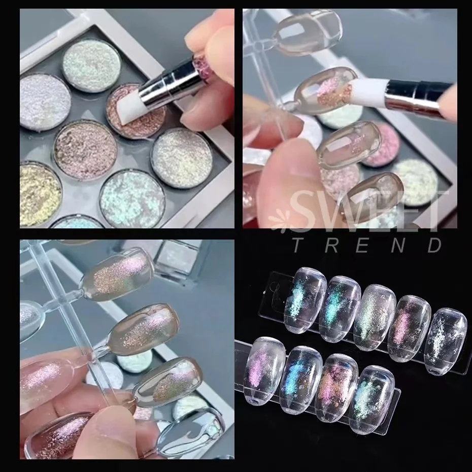 New solid magic mirror powder for nails art decoration nail chrome powder manicure clay glittering pigment palette