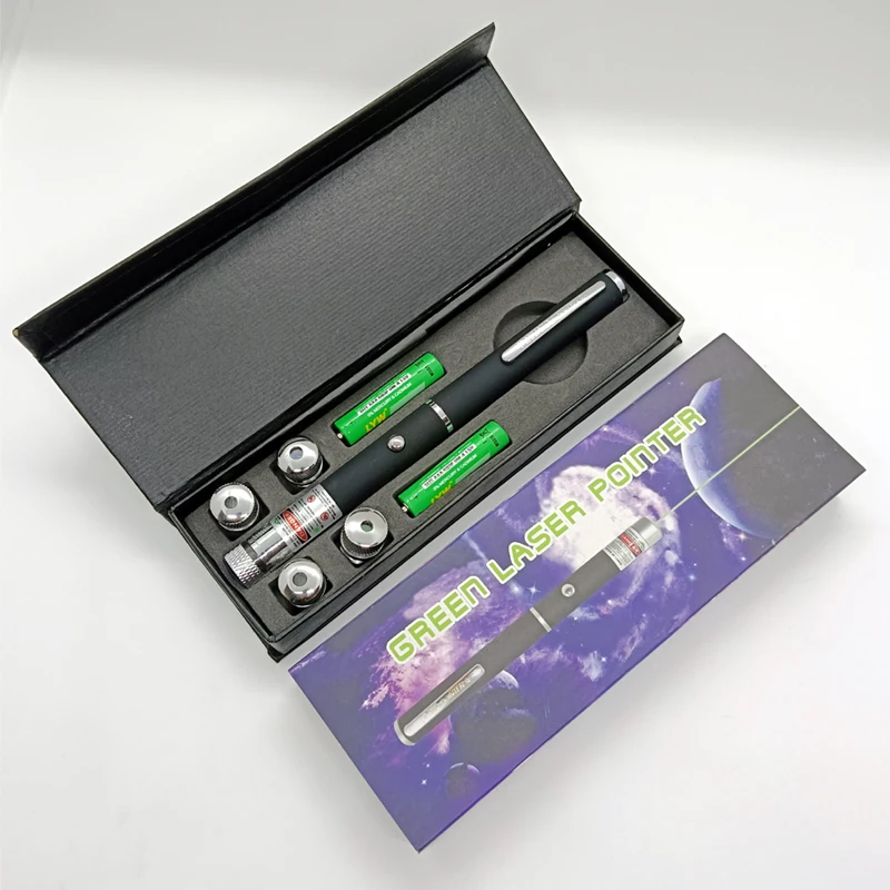 5in1 Laser Pointer with Box Laser Pointer 5 Star Heads with AAA Batteries Puntero Laser Green Verde