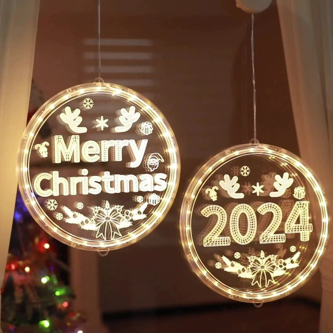Christmas Decorations Window Holiday Lights Operated Led Light for Windows Outdoor Indoor Hanging 3D lamp for New Year