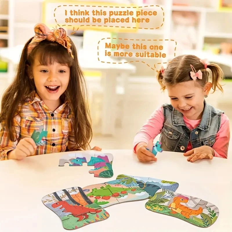 5-in-1 Dinosaur Jigsaw Puzzles With Iron Storage Box For Boys Girls Children Christmas Holiday Gifts