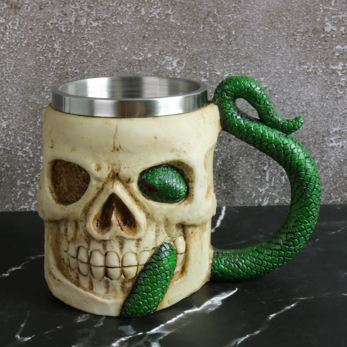 Customization Viper Wine Mug Resin Cup Stainless Steel Lining Personalized Tableware Coffee Cup Medieval Viking Serpent Beer Mug