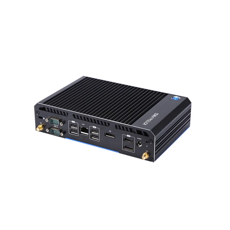 Din rail mount PC Embedded Fanless Rugged barebone Core I3 10th 4 Cores dual display 4*COM for POS/Industrial/ Medical System