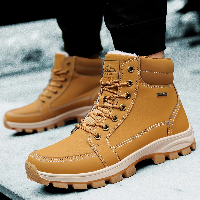 
In Stock Outdoor Suede Pu Leather Anti Slip Wearable Outdoor Safety Work Men Hiking Boot Shoes Men Outdoor 