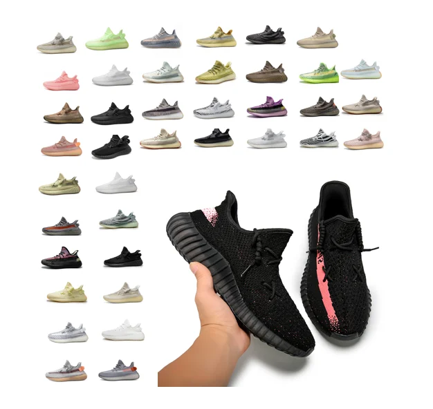 Мужские спортивные кроссовки Yeezy, черные или Красные кроссовки для прогулок, с коробкой, модель 350 V2, 350