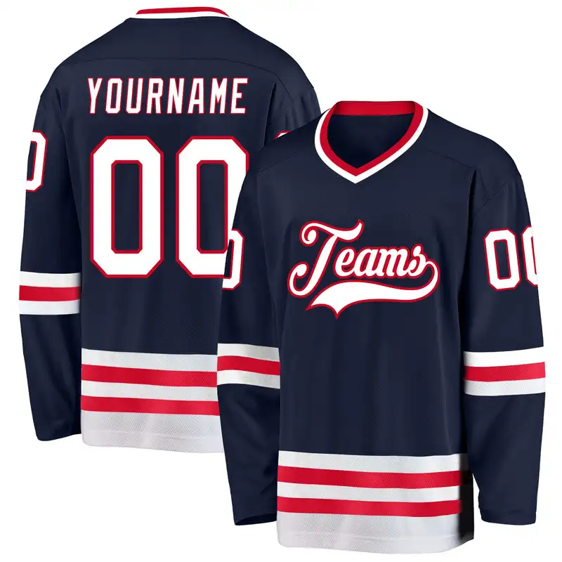 Wholesale custom logo team hockey jersey 100% polyester embroidery ice hockey uniform jersey