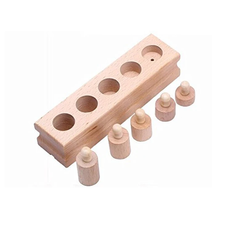Wholesale custom multicolor montessori knobbed cylinder blocks teaching materials wooden educational early learning tools toys