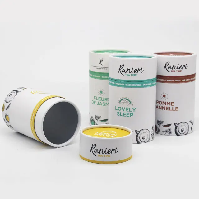 Custom High quality food grade round recycled paper tube cardboard packaging box for tea packaging luxury