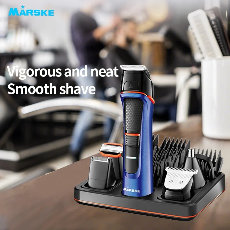
Marske Waterproof Magnetic Charge Facial Hair Cutting Trimmer Set Grooming Kit Hair Clipper 