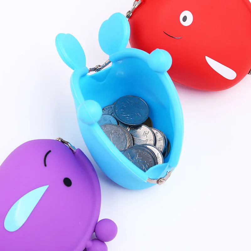 Factory Cheap Silicone Coin Purse OEM Design Mini Coin Bag for Kids Girl Change Pouch Cute Fish Silicone Wallet