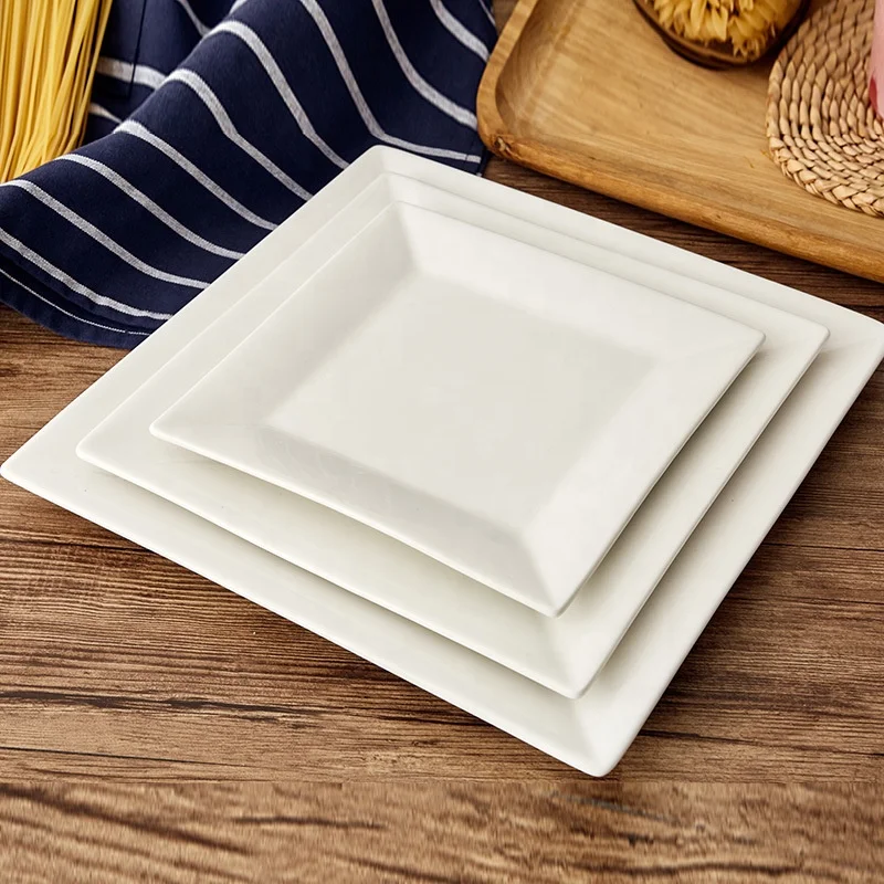 10 inch elegant white ceramic tableware dish porcelain square flat charger plate