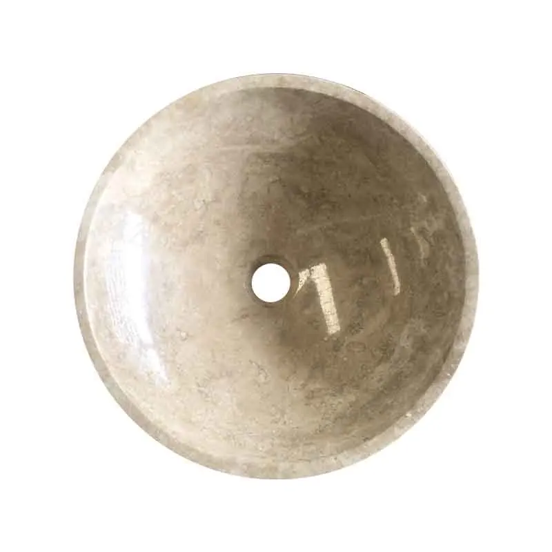 Natural Stone Beige Marble Wash Basin Vanity Marble Bathroom Single Round Sink