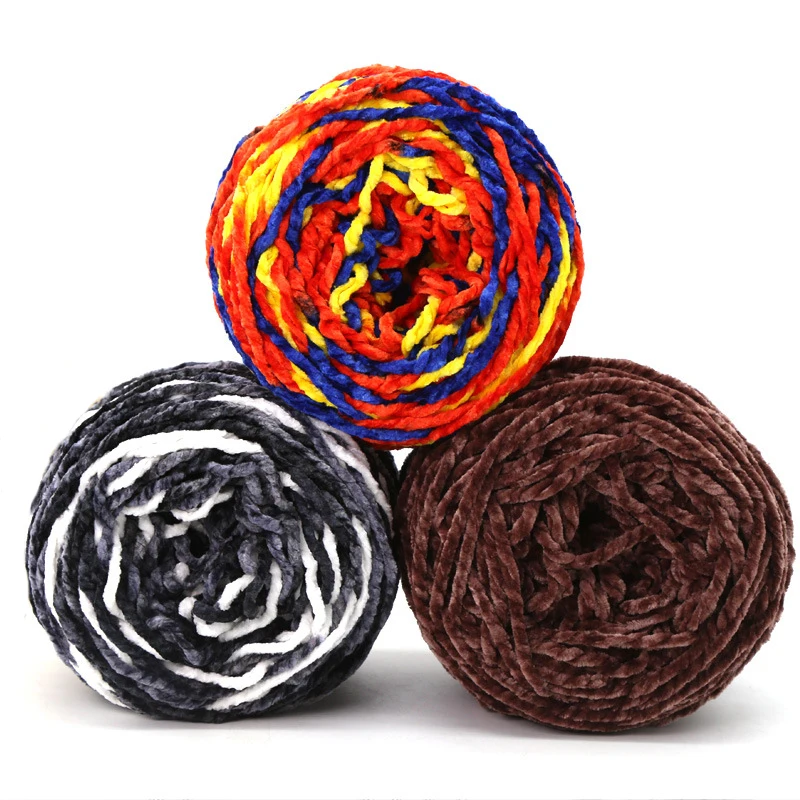 3ply 200g Roll 5mm Chunky Crochet Knitting Soft Velvet Plush Minky Chenille Fancy Yarn for Craft Amigurumi Blanket Yarn