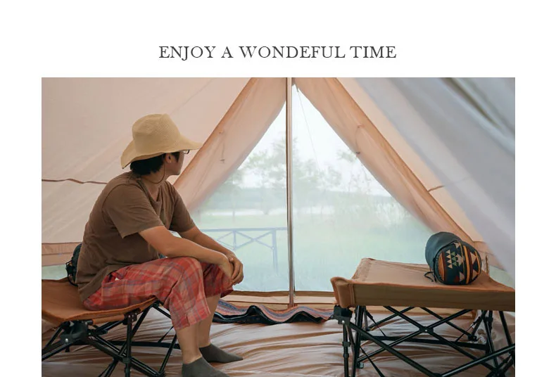 APZ096 Portable Foldable Family Travel Outdoor Glamping Camping Two Door Canvas Bell Tents House Waterproof