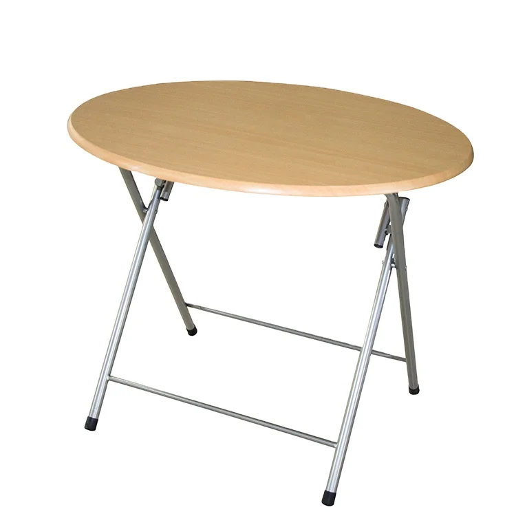 Fully assembled chinese walnut oval dining table with metal leg