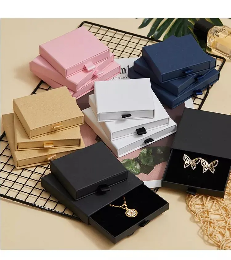 Custom luxury high-end belt gift packaging box art paper sliding drawer box for packing belt tie purse