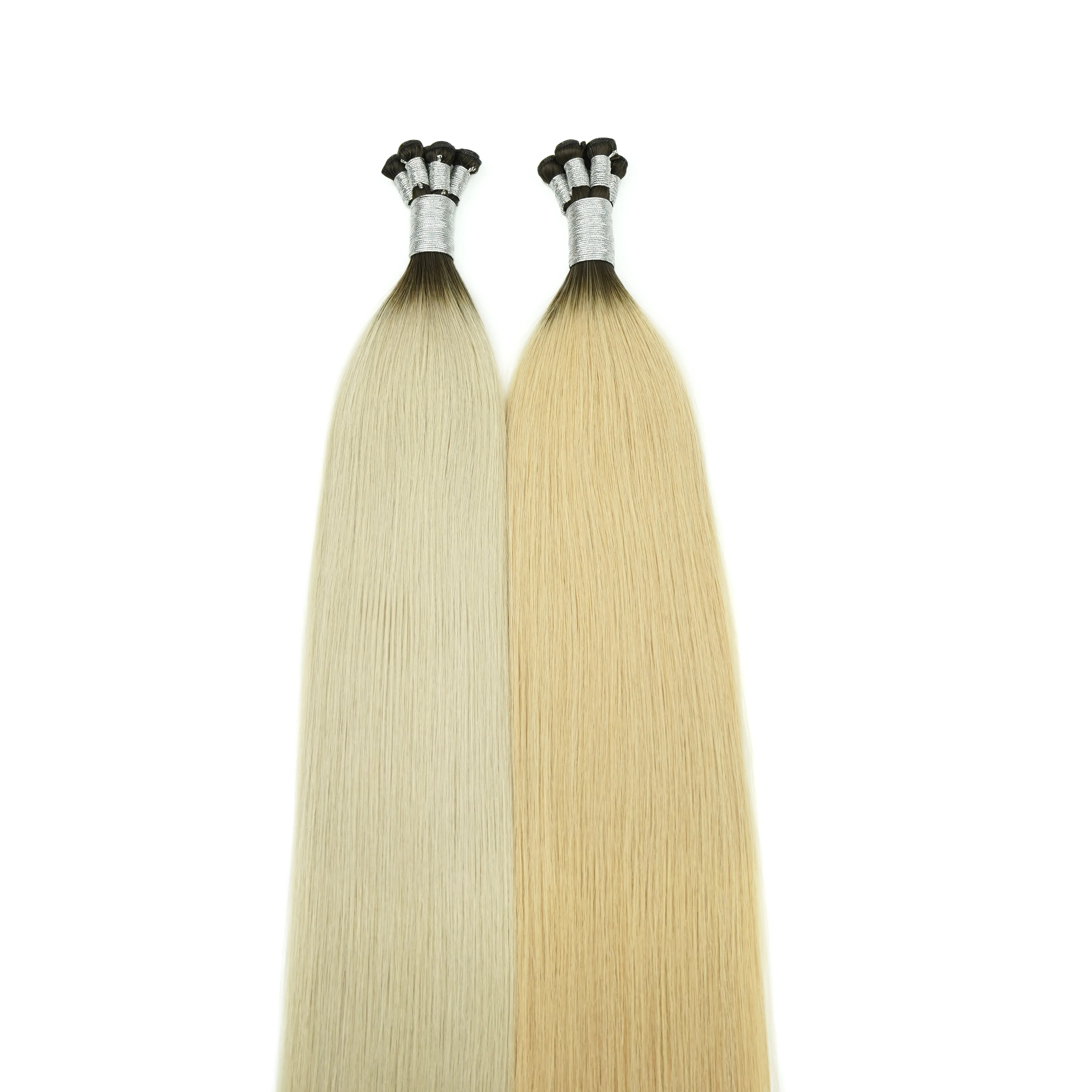 one doner New Arrival Hand Tied Double Drawn Cuticle Aligned Human Hair Extension Genius Hair Weft