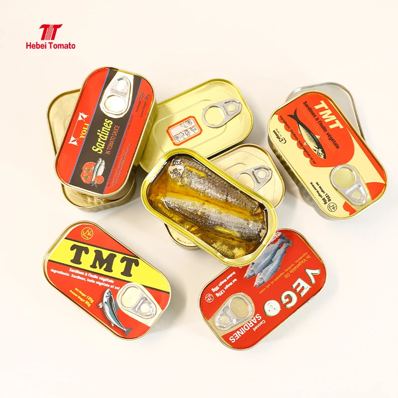 Oval Tin Sardine Fish 125g Canned Sardine in Tomato Sauce Seafood manufacturer with Good Price