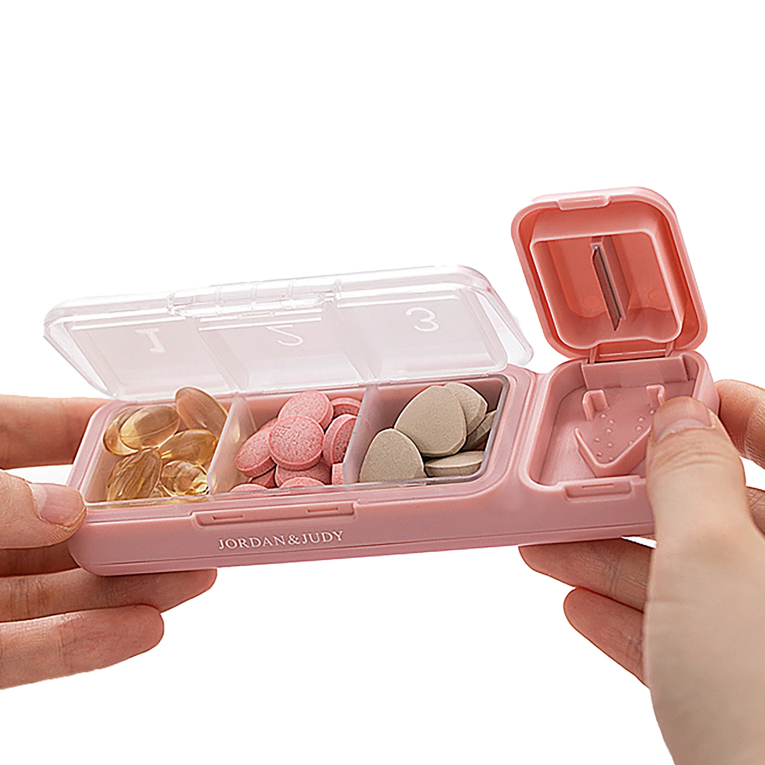 pill storage case Tablet separator with shrink blade protection - for cutting small or large pills in half pill organizer
