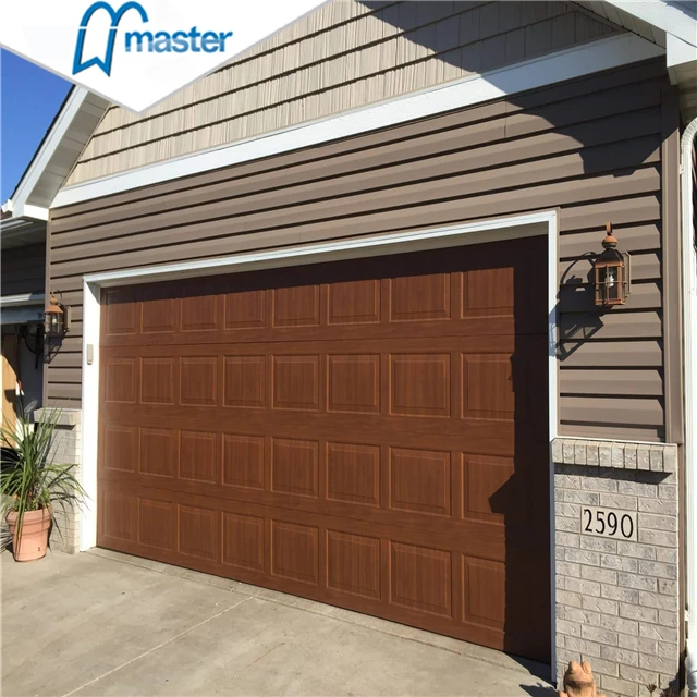 Master Well Hot Sale Residential Insulated Steel Wood Color Garage Door With Low Price