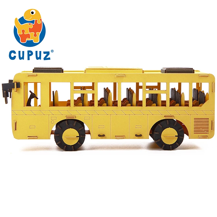 Customized bus 3D paper model laser cut puzzle jigsaw kids learning toy