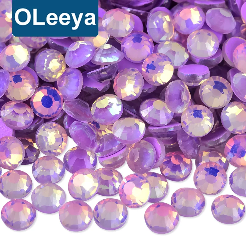 Oleeya Wholesale Flatback New Luminous Opal Colors Diamond Rhinestones Glass Nail Art Strass for Nail Wedding