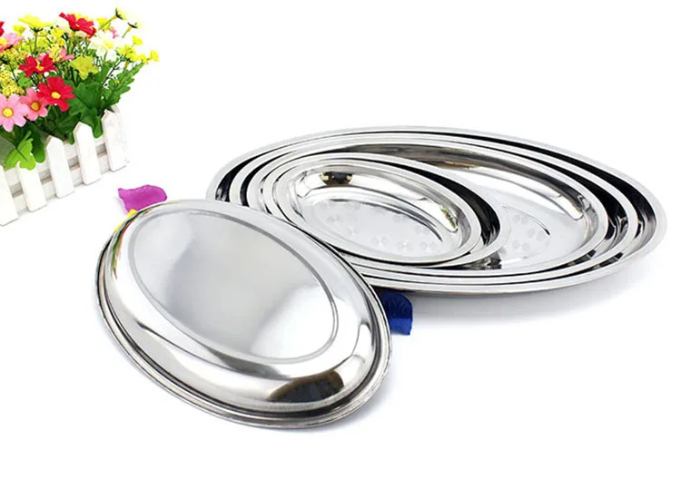 Stainless steel 410 deepen egg shape fish plate for home using