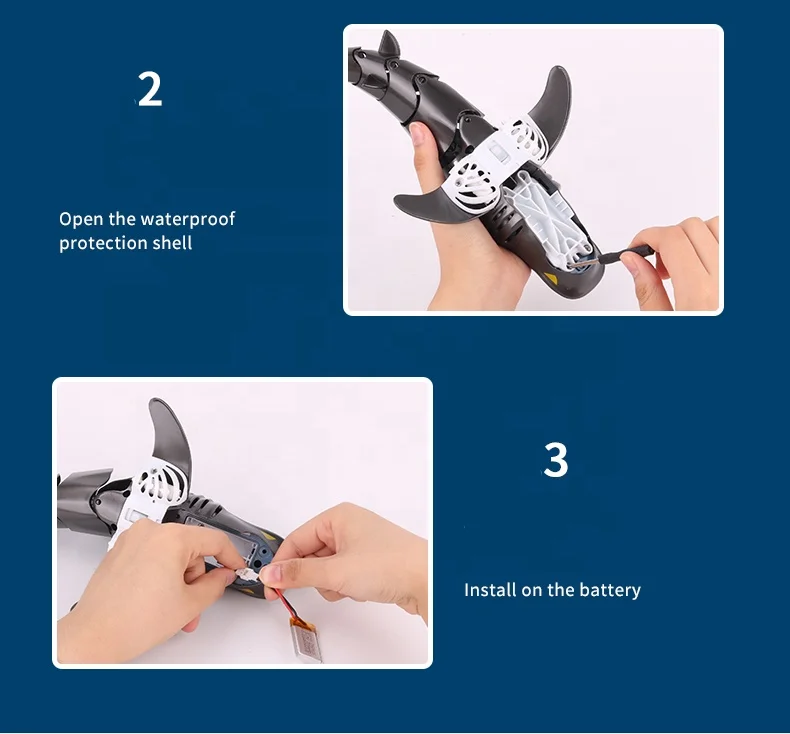 ITTL Waterproof Remote Control RC Shark Toys Robot Electronic Swimming Fish