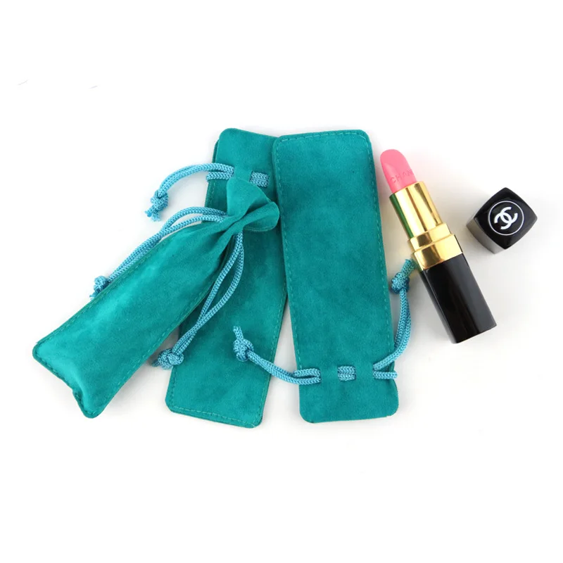 custom logo printed double side suede drawstring lipstick velvet pouch