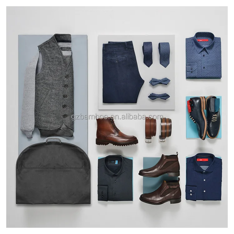 Customized Logo Non Woven Black Personalized Gusset Garment Suit Bag with Zip-lock Dust-proof Clothing Cover Dust Cover Bag